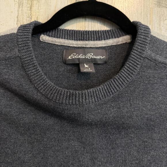 Men's Eddie Bauer Size Small Gray Crew Neck Sweater Modern Relaxed Casual - Picture 5 of 12